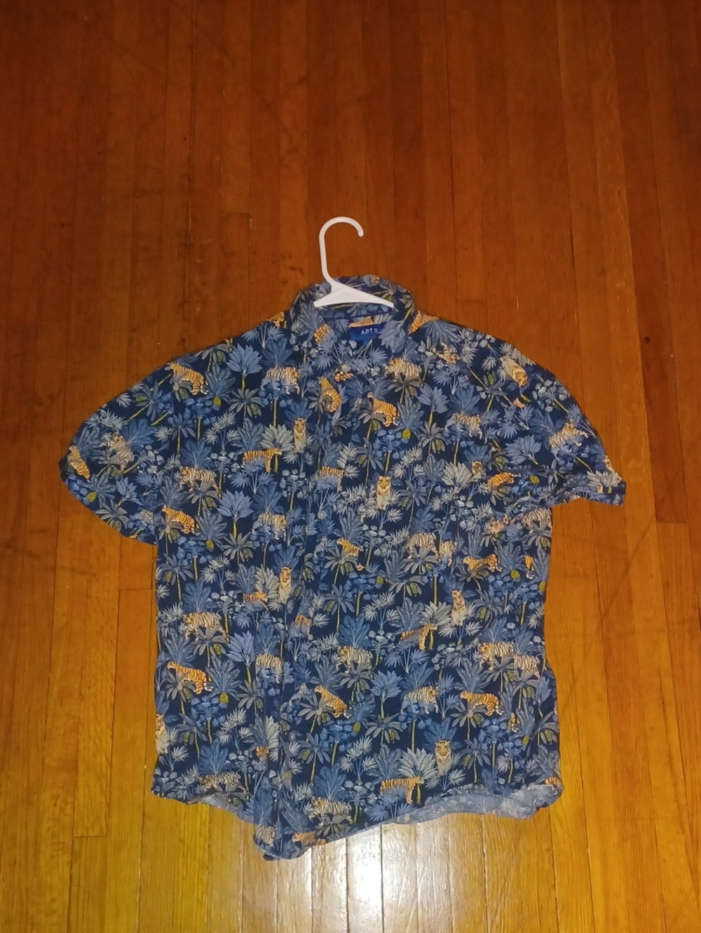 Apt. 9 Navy Blue Tropical Short-Sleeve Button-Down Shirt